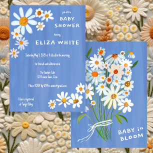 Invitation Bouquet Cute Daisy Baby shower personnalisé peint