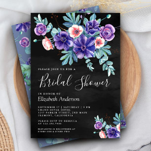 Invitation Bouquet d'anémones violettes rustiques Shower de m