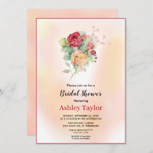 Invitation Bouquet d'aquarelle Fête des mariées fleurie rose