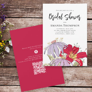Invitation Bouquet d'aquarelle florale Fête des mariées QR Co