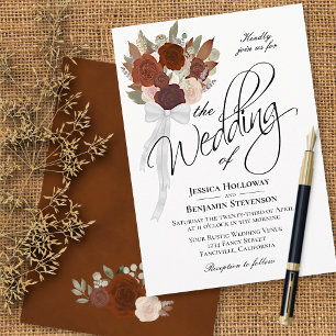 Invitation Bouquet d'automne Elegant Aquarelle Rose Mariage