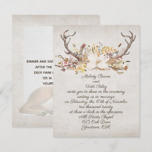 Invitation Bouquet d'automne mariage et bois de cerfs