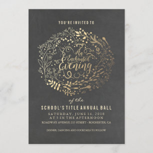 Invitation Bouquet de bouquet floral Chalkboard Gold Foil