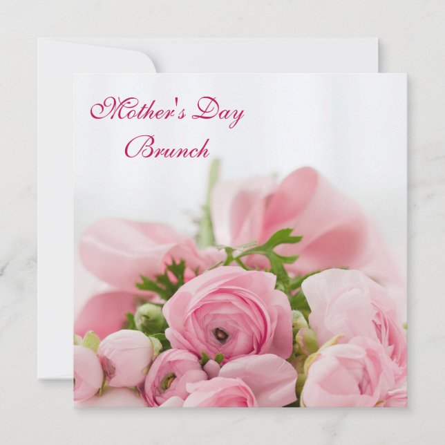 Invitation Bouquet de brunch rose du jour de mère de roses (Devant)