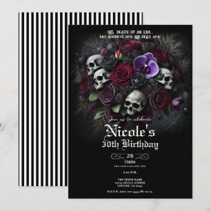 Invitation Bouquet de crâne floral gothique Halloween Anniver