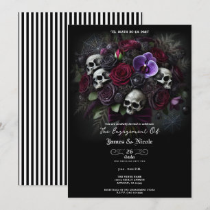 Invitation Bouquet de crâne floral gothique pour fiançailles