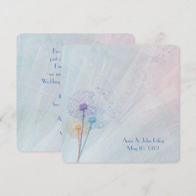 Invitation Bouquet de Dandelion Renouvellement Vow mariage (Devant / Derrière)