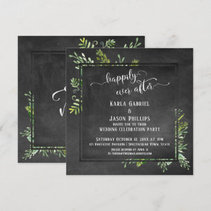 Invitation Bouquet de feuillage "Heureux pour toujours" sur t