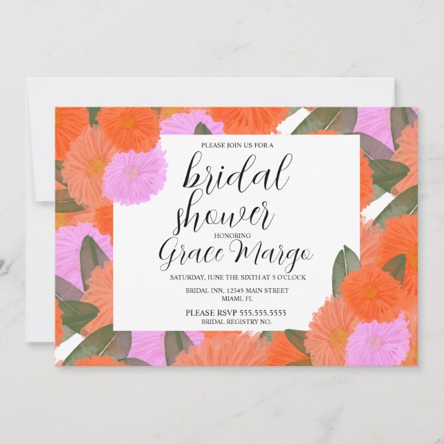 Invitation Bouquet de Fleurs à l'Aquarelle pour une Mariée Fl (Devant)