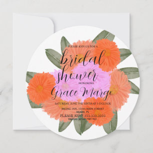 Invitation Bouquet de fleurs aquarelle rose pour enterrement 