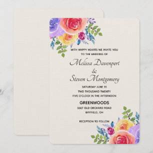Invitation Bouquet de fleurs aquarelles pour mariage moderne
