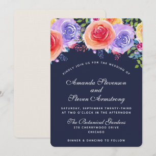 Invitation Bouquet de fleurs aquarelles pour mariage moderne