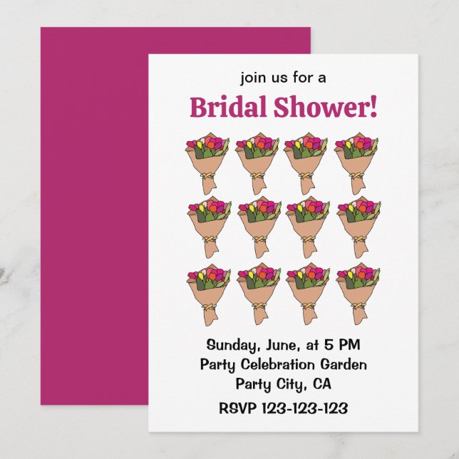 Invitation Bouquet De Fleurs Baby Shower De Mariée (Devant / Derrière)