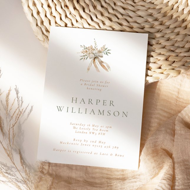 Invitation Bouquet de fleurs beiges rustiques et Fête des mar (Créateur téléchargé)