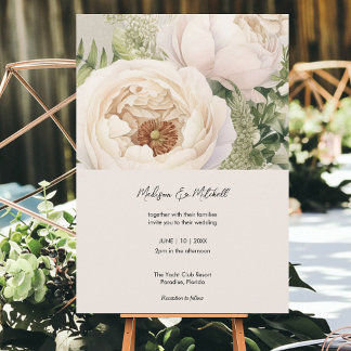 Invitation Bouquet de fleurs blanches élégantes aquarelle