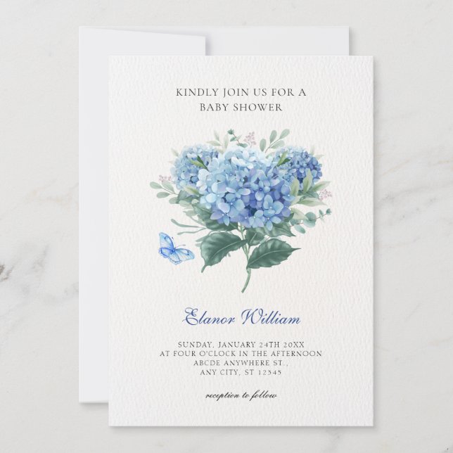 Invitation Bouquet de fleurs bleu (Devant)