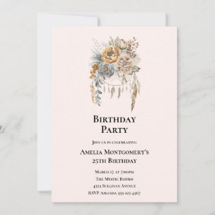 Invitation Bouquet de fleurs Boho dans des couleurs neutres p