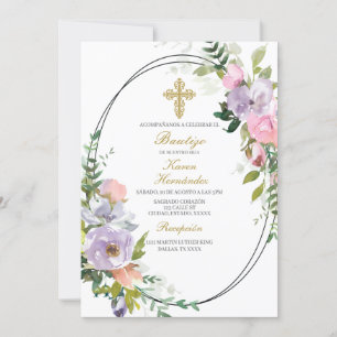 Invitation Bouquet de fleurs colorées Baptême espagnol