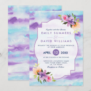 Invitation Bouquet de fleurs coloréesAquarelles Mariage Invit