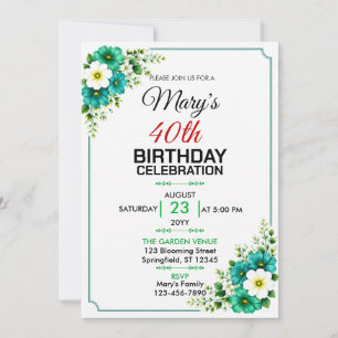 Invitation Bouquet de fleurs Conception florale Anniversaire