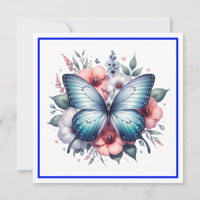 Invitation Bouquet de fleurs de mariage papillon vibrant  (Devant)