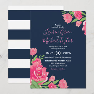 Invitation Bouquet de fleurs de roses bleues Mariage floral