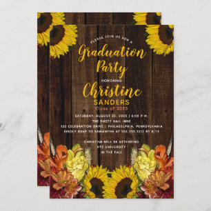 Invitation Bouquet de fleurs de tournesol Partie de graduat