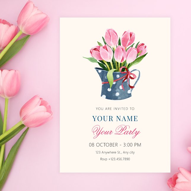 Invitation Bouquet de fleurs de tulipes  (Créateur téléchargé)