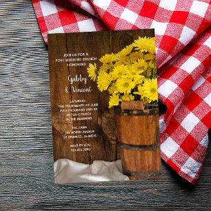 Invitation Bouquet de fleurs en bois pour un brunch champêtre