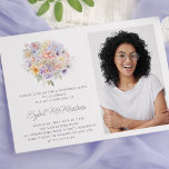 Invitation Bouquet de fleurs fête du 40e anniversaire Photo S<br><div class="desc">Un élégant bouquet floral aquarelle de fleurs vintages orne le sommet de cette invitation à la fête surprise de 40 ans. Les fleurs pastel douces sont agrémentées d'art moderne. Le nom du célébrant d'anniversaire est écrit dans un script simple et moderne. Il y a des signes assortis et des décorations...</div>