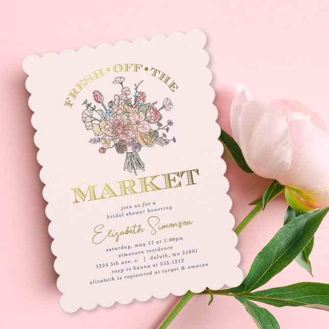 Invitation Bouquet de Fleurs Frais du Marché Shower de Mariée (Floral Bouquet Fresh off the Market Bridal Shower Invitation)
