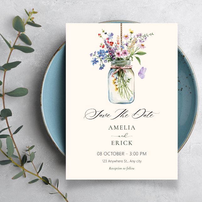 Invitation Bouquet de fleurs mariage minimaliste (Créateur téléchargé)