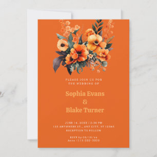 Invitation Bouquet de fleurs orange et vert Mariage orange