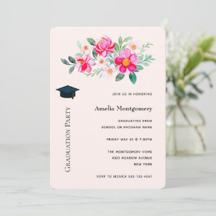Invitation Bouquet de fleurs rose tendre ludique pour la remi