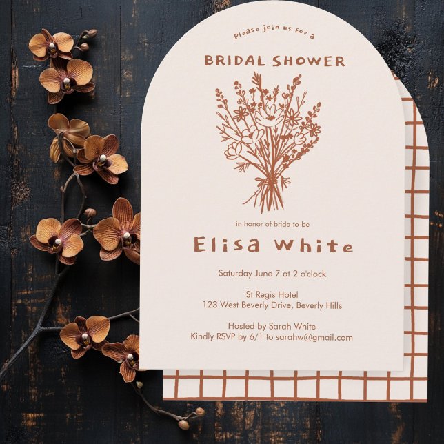 Invitation Bouquet de fleurs sauvages Arche rustique Mariage  (Wildflower Bouquet Rustic Arch Whimsical Shower Invitation
)