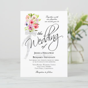 Invitation Bouquet de Fleurs sauvages d'aquarelle Rustique Bo
