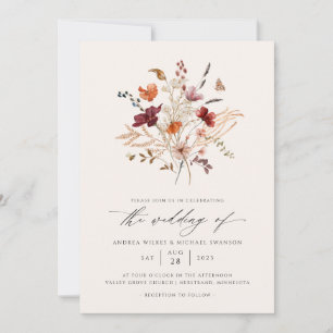 Invitation Bouquet de fleurs sauvages d'automne Mariage vinta