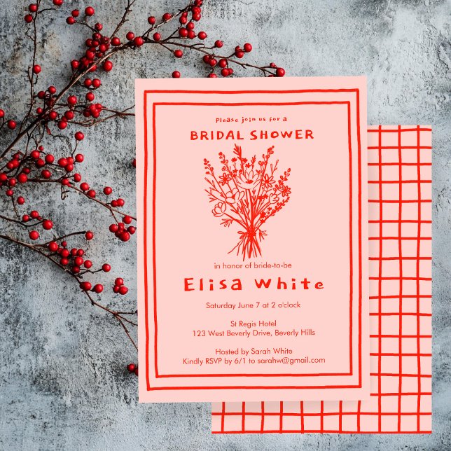 Invitation Bouquet de fleurs sauvages Mariage champêtre et fa (Wildflower Bouquet Rustic Whimsical Bridal Shower Invitation
)