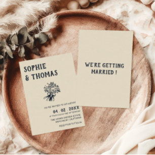 Invitation Bouquet de fleurs sauvages vintage dessinées à la