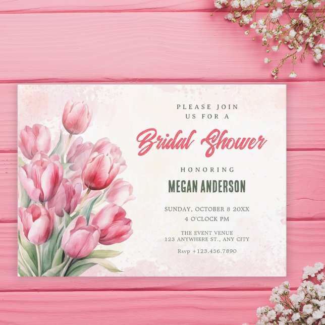 Invitation Bouquet de fleurs tulipes douche de mariée (Créateur téléchargé)
