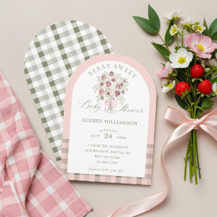 Invitation Bouquet de fraise à fleurs Berry Baby shower sucré