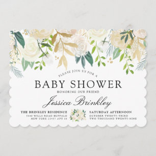 Invitation Bouquet de la Rose blanche  Baby shower