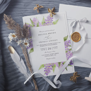 Invitation Bouquet de lilas à l'aquarelle Élégant mariage flo