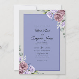 Invitation Bouquet de lilas Pervenche Mariage Eucalyptus apai
