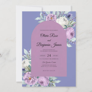 Invitation Bouquet de lilas Pervenche Poussiéreux Mariage Euc