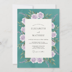 Invitation Bouquet de lilas tilleul eucalyptus pour mariage