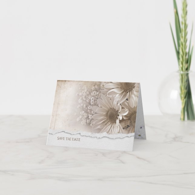 Invitation Bouquet de marguerite avec bord déchiré enregistre (Devant)