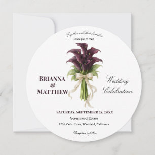 Invitation Bouquet de mariage au lys calla burgundy avec ruba