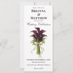 Invitation Bouquet de mariage au lys calla burgundy avec ruba
