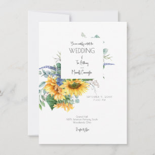 Invitation Bouquet de mariage aux tournesols à l'aquarelle mo